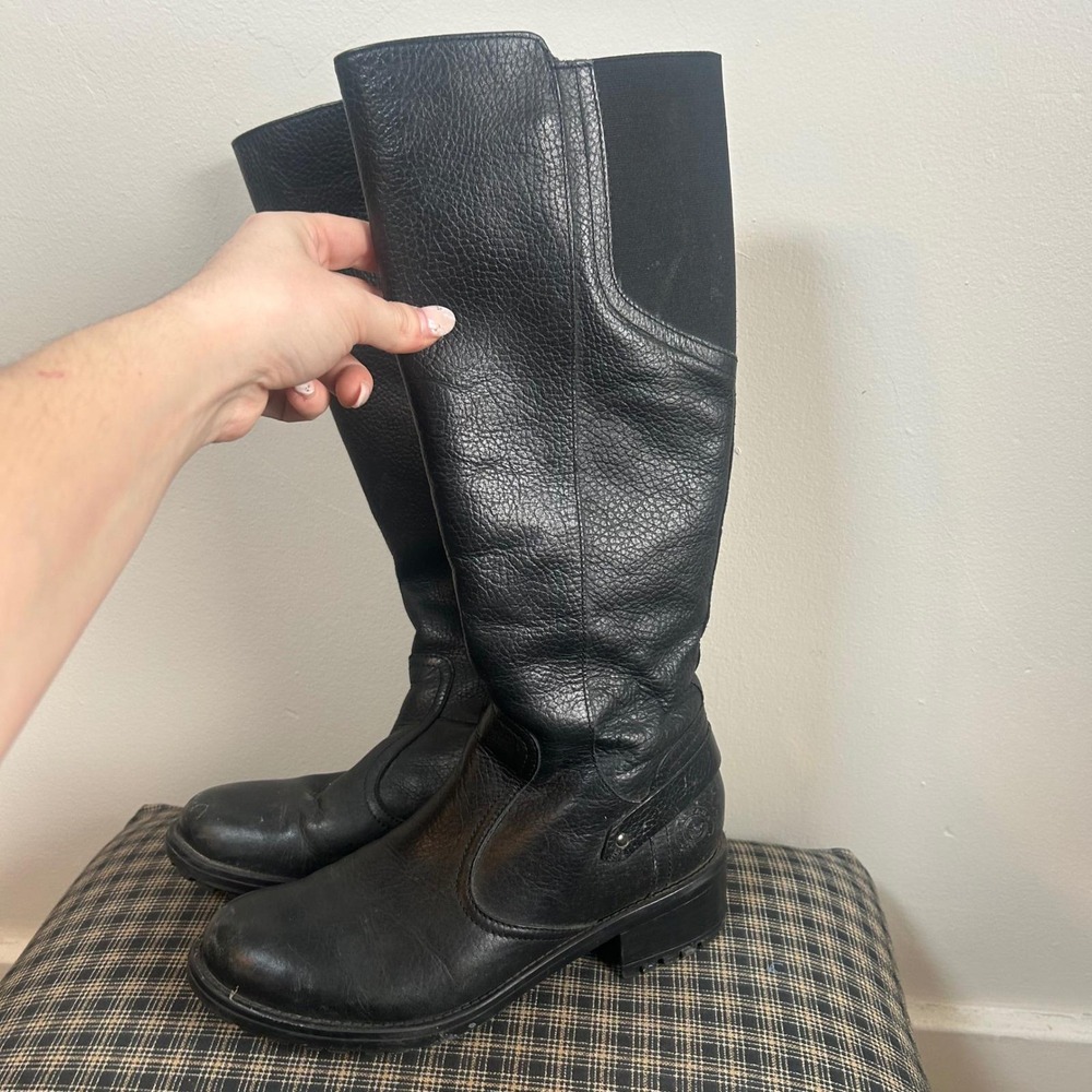 Santana Canada Black Leather Tall Winter Boots Women's Size 7 M